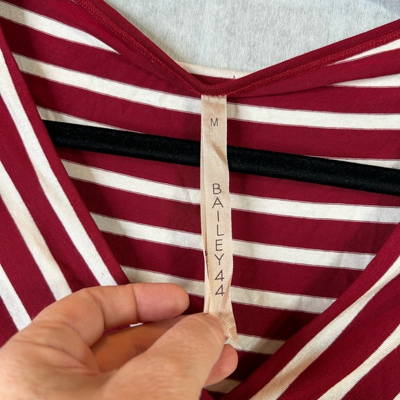 Anthropologie Bailey44 maroon and white striped long sleeved V-neck top - Picture 2 of 4